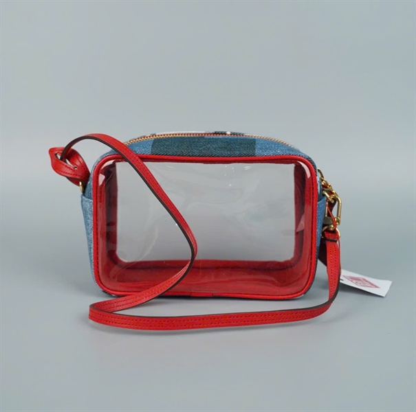 Túi LV hình hộp trong suốt viền ô vuông xanh (TR4159) sz15 (BMC) KG+