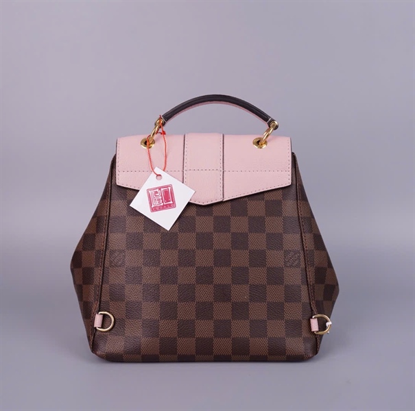 Balo LV ô vuông nâu nắp hồng kèm 4 strap (SR3179) (BMC) KG+
