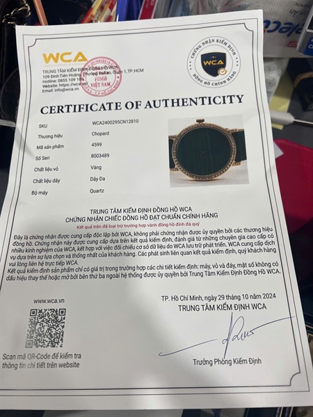 Đồng hồ Chopard mặt tròn dây xanh lá (8003489) sz34 có phiếu kiểm định (HC) +