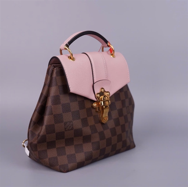 Balo LV ô vuông nâu nắp hồng kèm 4 strap (SR3179) (BMC) KG+