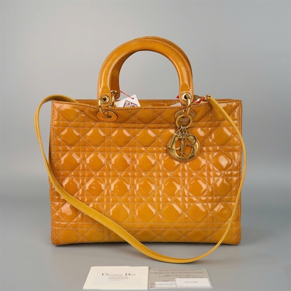 Túi Dior Lady vàng 05-MA-1018 sz32 KG+