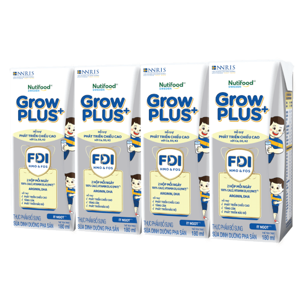 Sữa nước pha sẵn Nutifood GrowPlus+ Height Boosting 4*180ml( bạc)