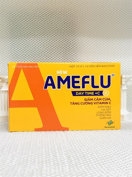AMEFLU DAY TIME + C Paracetamol 500 Mg Vitamin C 100 Mg Guaifenesin 200 Mg OPV Giảm đau hạ sốt ho sung huyết mũi