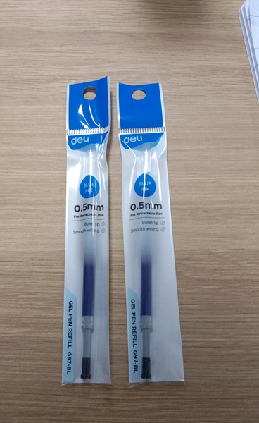 Deli: Lẻ Ruột bút gel bấm mực xanh G97-BL(bán lẻ ngòi)