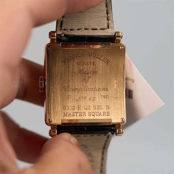 Đồng hồ Franck Muller vuông quai đen (no45) sz36 (HC) +