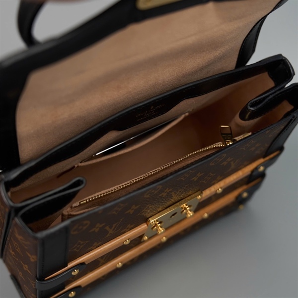 Túi LV Trianon hoa nâu viền đen kèm gương sz21 (HC)+