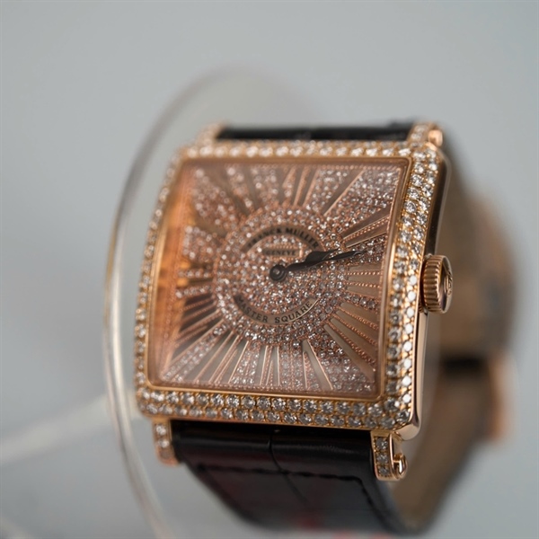 Đồng hồ Franck Muller vuông quai đen (no45) sz36 (HC) +