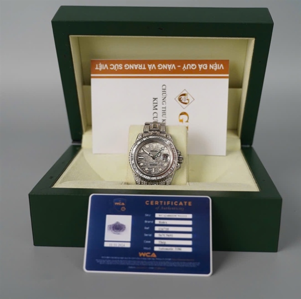 Đồng hồ Rolex bạc đính kim cương có giấy kiểm định (567C5691) (HC) +