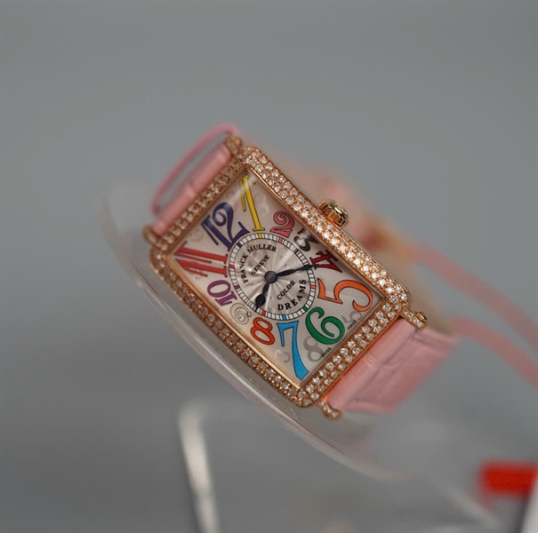 Đồng hồ Franck Muller Long Island hồng (đã kiểm định) (N91) sz25 (HC) + 26x36mm