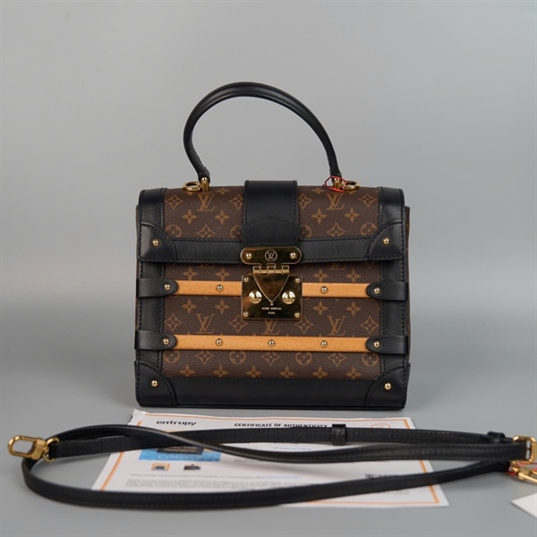 Túi LV Trianon hoa nâu viền đen kèm gương sz21 (HC)+