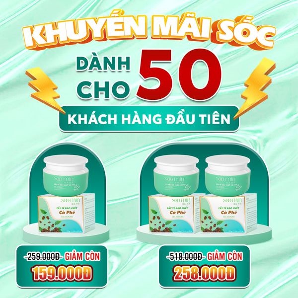 TẨY DA CHẾT SOOMIN-Tặng 1 phiếu cào trúng thưởng- 5 nạ dưỡng da thai nhau cừu