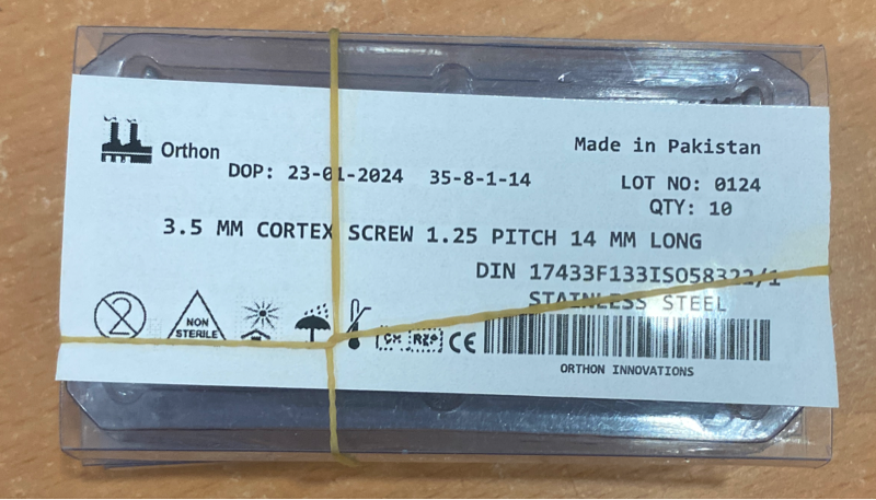 Vít xương cứng 3,5mm dài 14mm - Pakistan