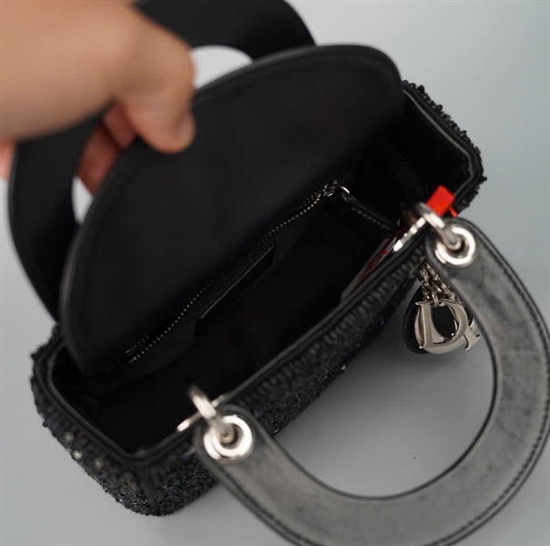 Túi Dior Lady đen đính cườm (04-MA-1114) szmini (HC) +