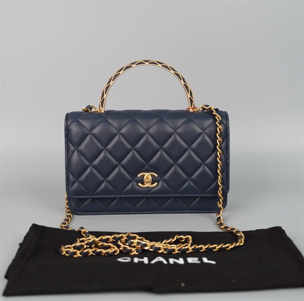 Túi Chanel Handle xanh đậm (LJLK8AN8) sz18 (HC) +