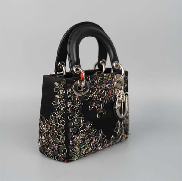Túi Dior Lady đen đính cườm hoa (04-MA-1126) szmini (HC) +