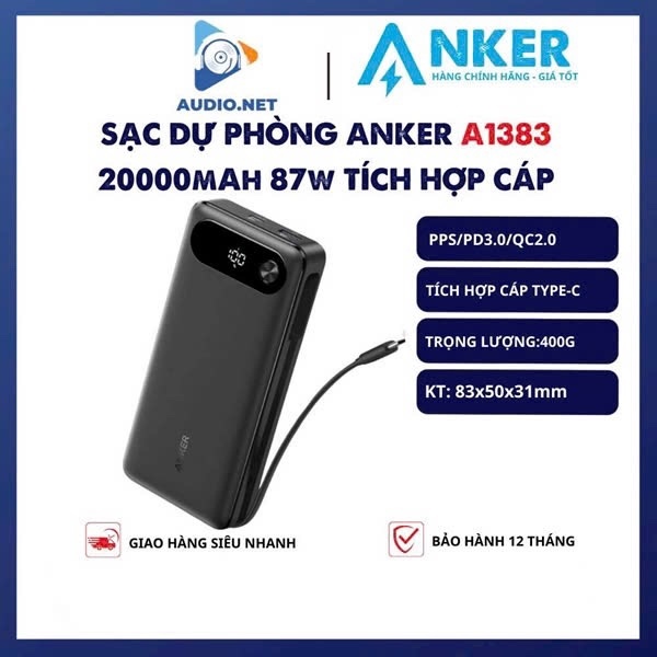 Sạc dự phòng ANKER 87W A1383 20.000mAh