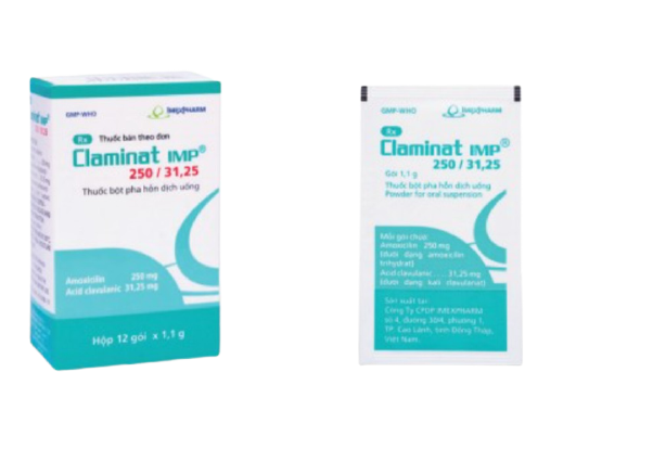 Claminat imp 250/31.25 mg imexpharm (hộp/12gói/1.1gram)