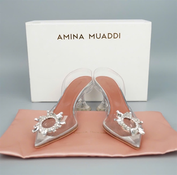 Giày Amina Muaddi trong sz39 cao 8p KG+