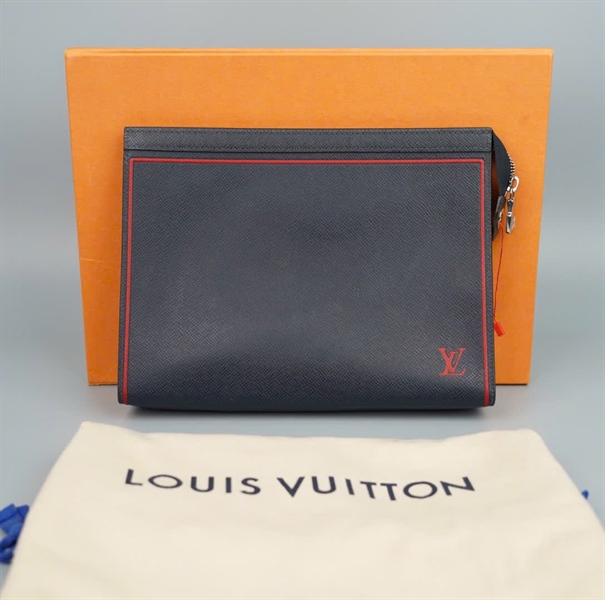 Túi lV clutch xanh đen viền đỏ TA3250 sz27 KG+