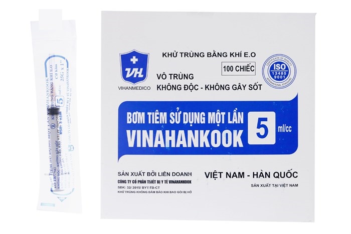 Bơm tiêm 5cc 25gx1' vinahankook (h/100c)
