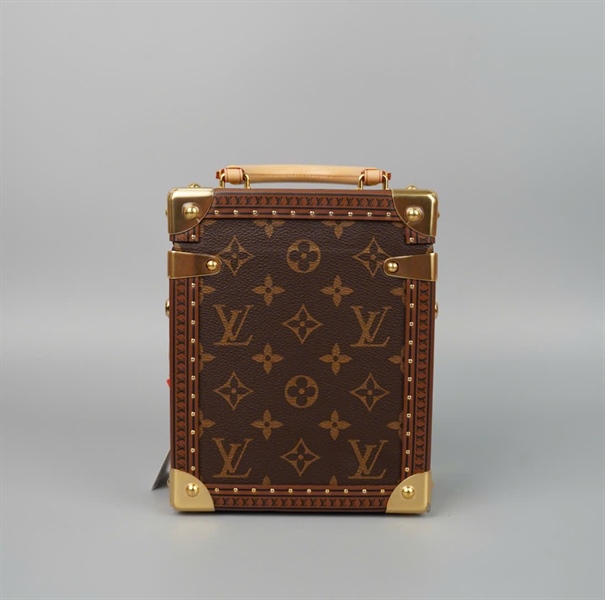 Túi LV Trunk hoa nâu 2 trap có quai cầm sz15 (HC) +