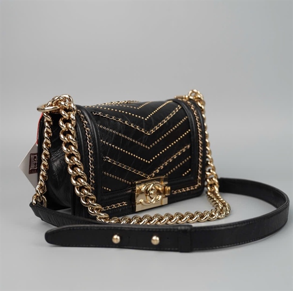 Túi Chanel Boy đen viền xích (26660287) sz19 (HC) +