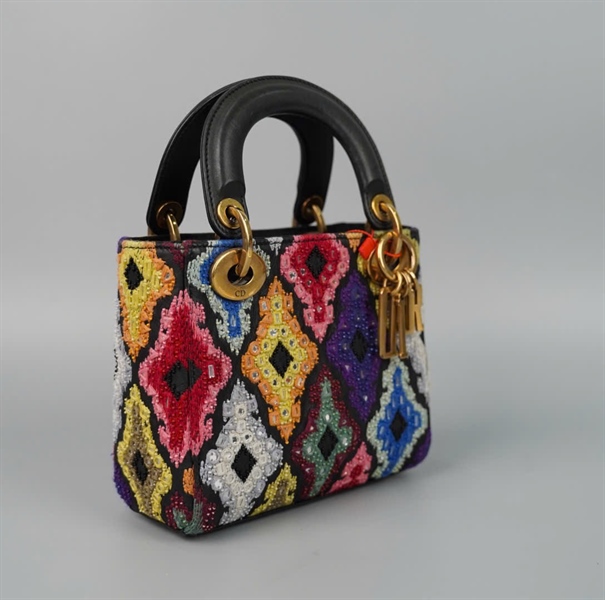 Túi Dior Lady đen đính cườm nhiều màu (04-MA-0149) szmini (HC) +