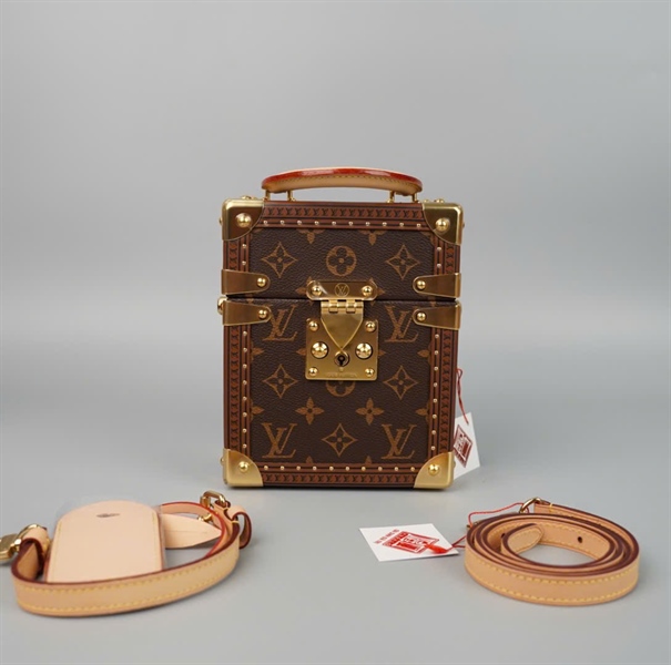 Túi LV Trunk hoa nâu 2 trap có quai cầm sz15 (HC) +