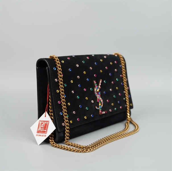 Túi YSL đen đính đá màu (IDN513074-0218) sz24 KG+