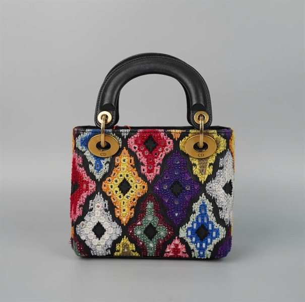 Túi Dior Lady đen đính cườm nhiều màu (04-MA-0149) szmini (HC) +