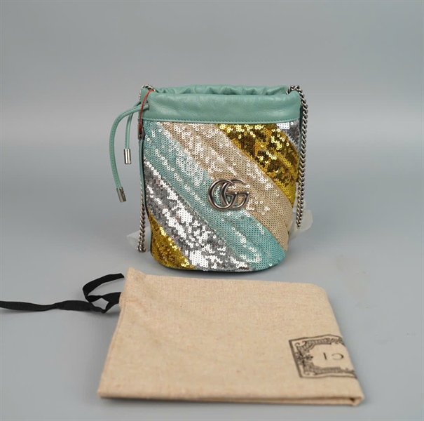 Túi GG màu xanh đính kim sa sz13 KG+