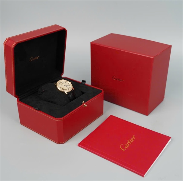 Đồng hồ Cartier mặt tròn full kim cương quai đen (746545SX) (HC) +