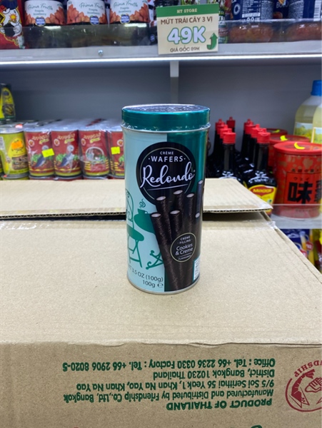 Bánh Quế REDOUDO WAFERS Hộp Thiết Lon Vị Cookies Creme 100g