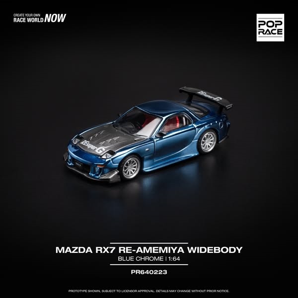 [SGTVN] Pop Race PR640223 MAZDA RX7 RE-AMEMIYA WIDEBODY - BLUE CHROME
