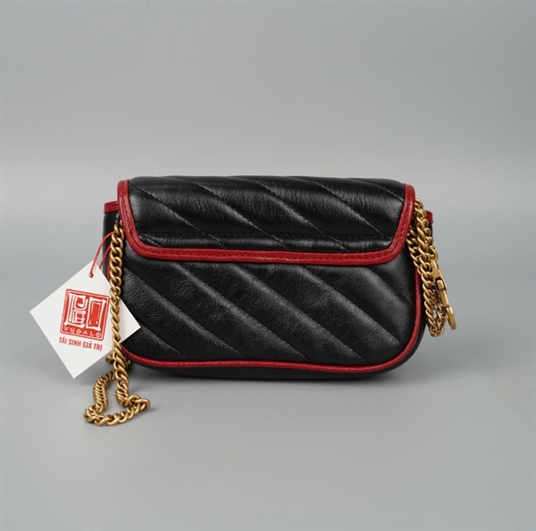Túi GG marmont đen viền đỏ (574969496334) sz16 KG+