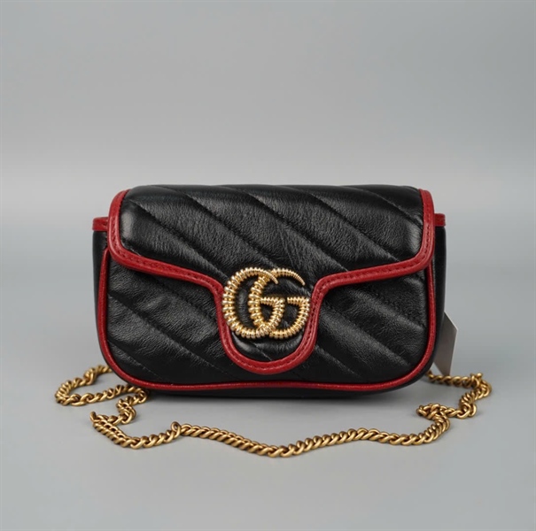 Túi GG marmont đen viền đỏ (574969496334) sz16 KG+