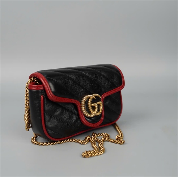Túi GG marmont đen viền đỏ (574969496334) sz16 KG+