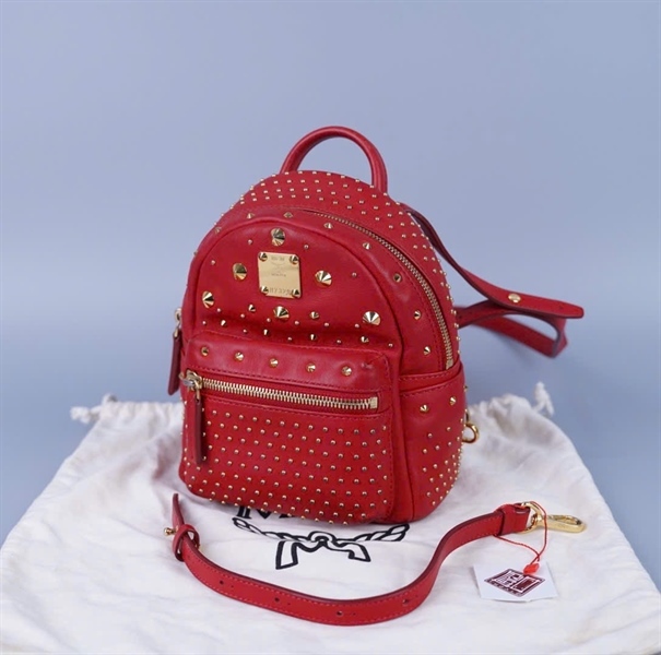 Balo MCM đỏ đính đá 3 strap H7329 KG+