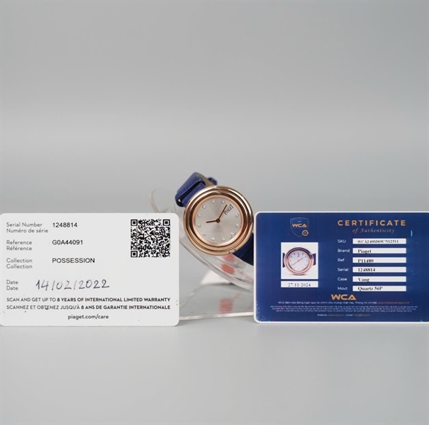 Đồng hồ Piaget mặt tròn quai xanh (1248814) sz34 (HC) +