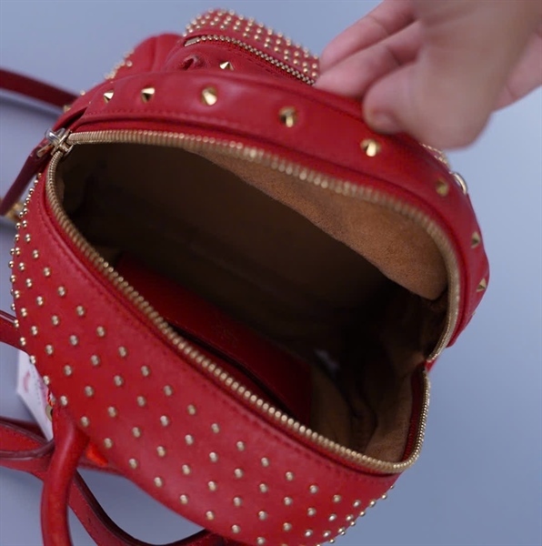 Balo MCM đỏ đính đá 3 strap H7329 KG+