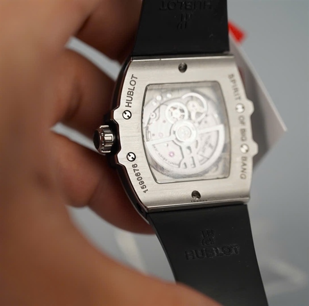 Đồng hồ Hublot đen mặt tròn viền đính đá (1590676) (HC) KG +