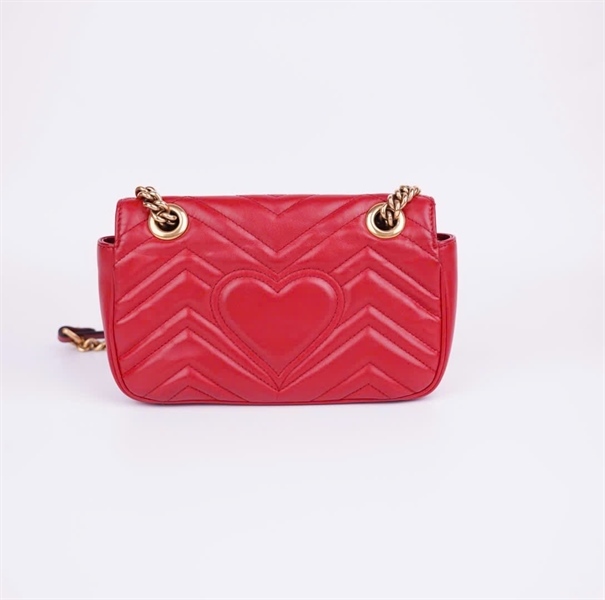 Túi GG Marmont đỏ kèm lót form (493075) sz 21 KG +