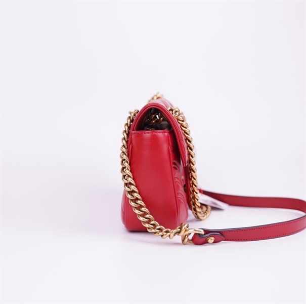 Túi GG Marmont đỏ kèm lót form (493075) sz 21 KG +