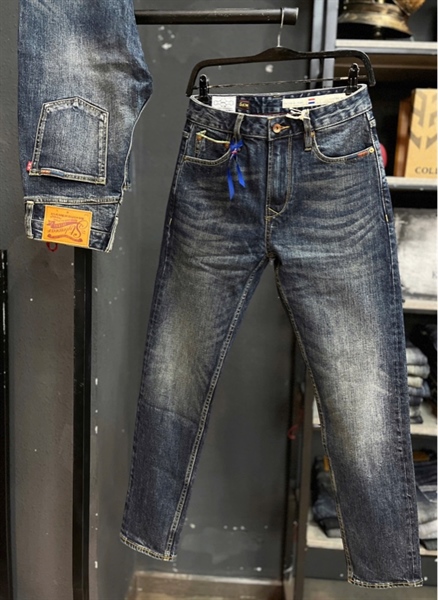 Jean Dài-QCsiêu cấp BenZIN - KM3203 xanh trơn mác cam