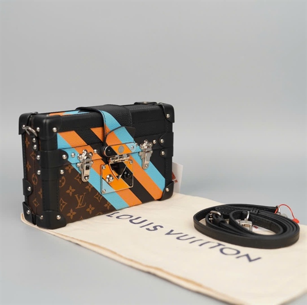 Túi LV Trunk hoa nâu sọc vàng xanh (DU1196) sz18 (HC) +