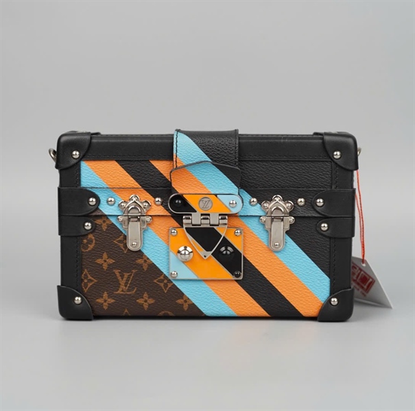 Túi LV Trunk hoa nâu sọc vàng xanh (DU1196) sz18 (HC) +