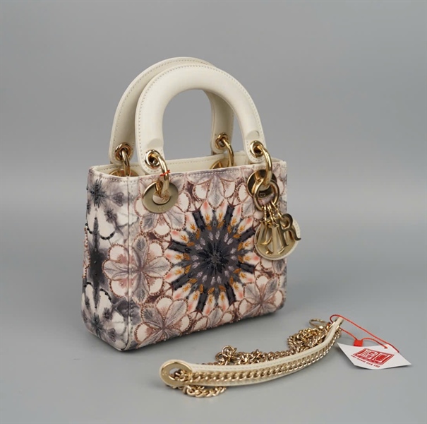 Túi Dior Lady trắng hình hoa đính cườm (04-MA-0139) szmini (HC) +