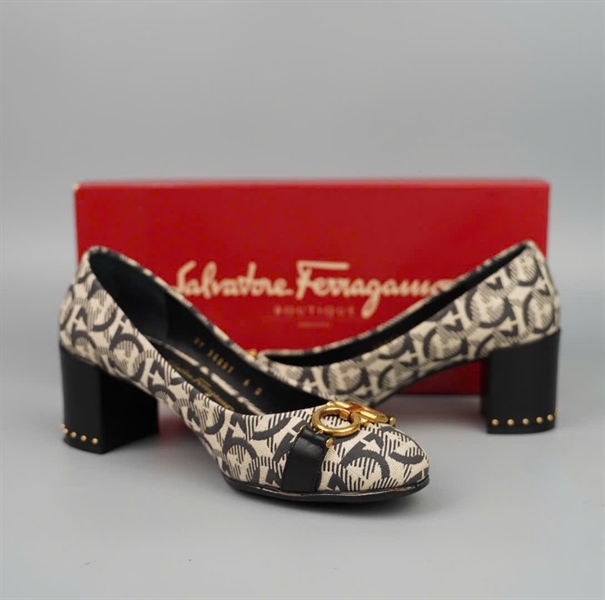 Giày Salvatore xám họa tiết sz6 cao 7p KG+