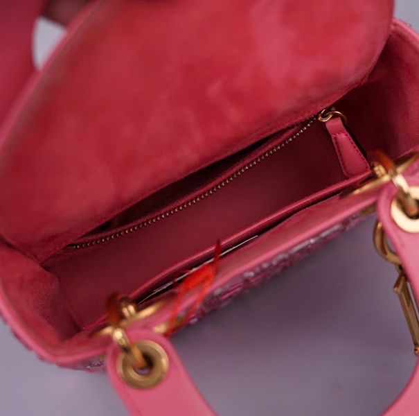 Túi Dior Lady hồng đính đá (04-MA-0128) szmini (HC) +