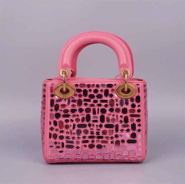 Túi Dior Lady hồng đính đá (04-MA-0128) szmini (HC) +